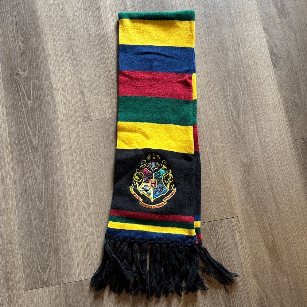 Hogwarts Crest Striped Scarf, Harry Potter, Wizarding World Winter Scarf